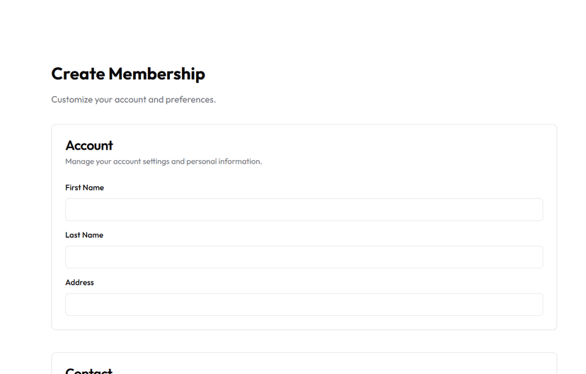 Visual guide for Create Membership